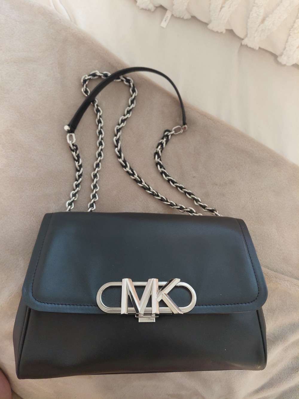 Michael Kors Black MK Chain Shoulder Bag